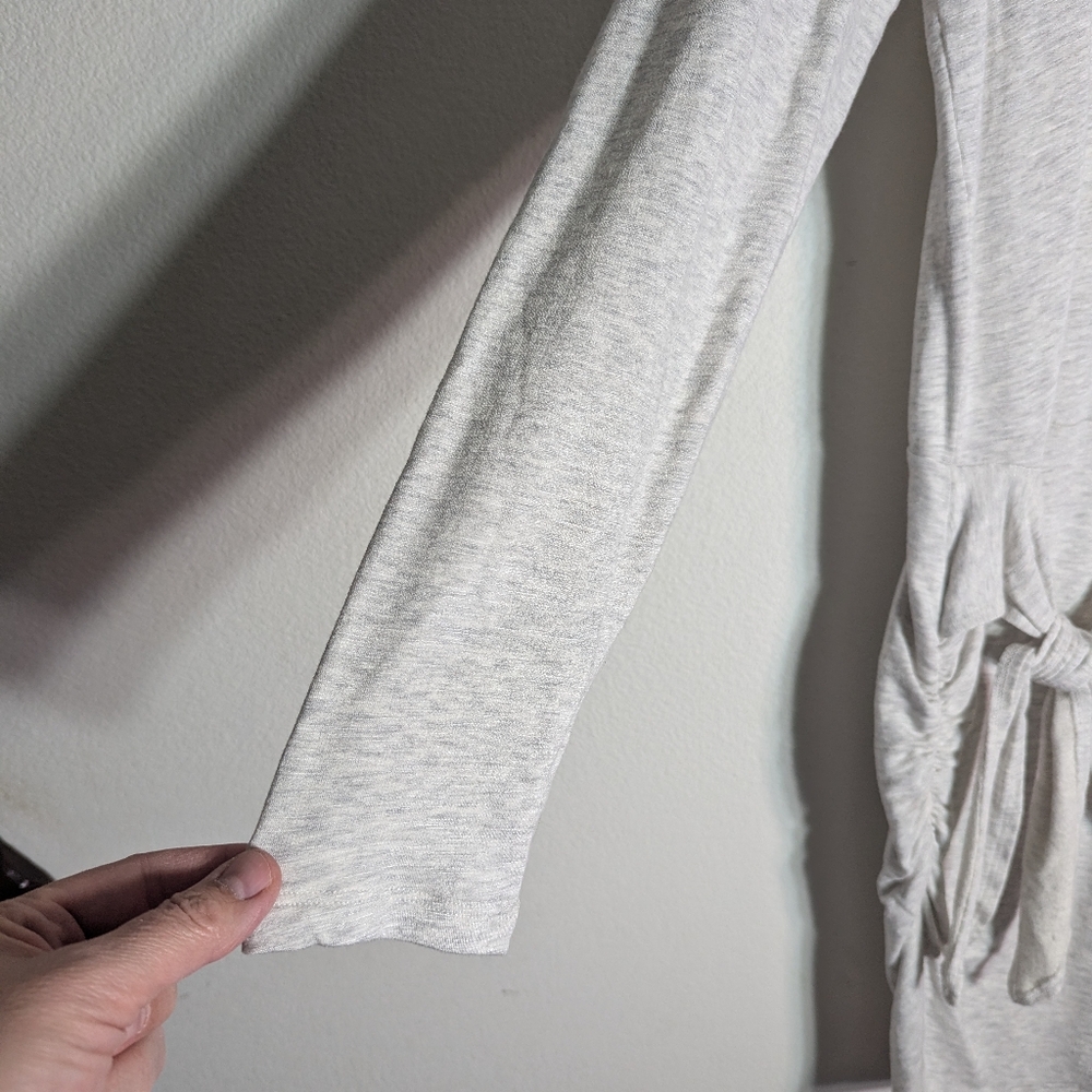 Monrow Women's Dress V-Neck Supersoft Long‎ Sleeve Jersey Light Grey Neutral XL - Picture 5 of 9